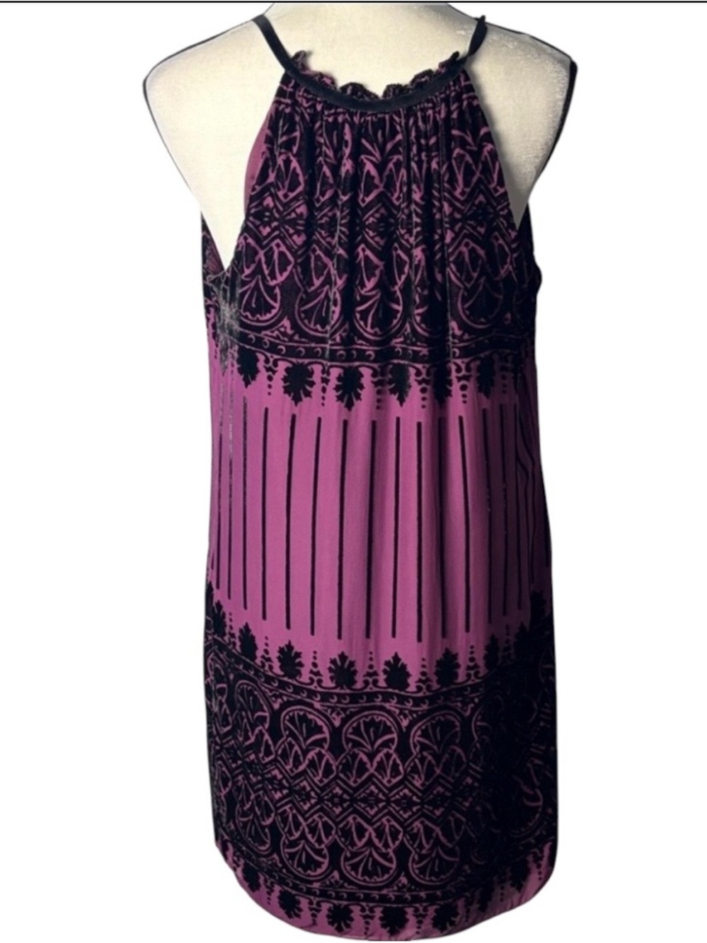 M.S.S.P. Purple and Black Velour Slip Dress (Size S) - Picture 2 of 6